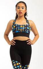 Cosmic Polka Sports Bra in Black